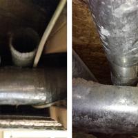 Before and after repair of a dryer vent